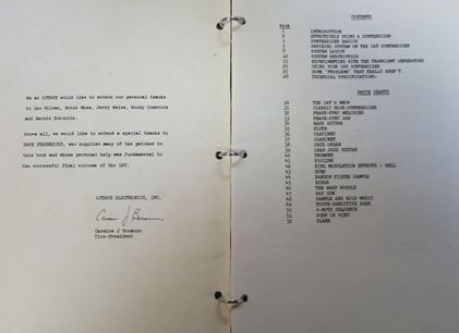 Octave-Cat 1978 manual, schematics binder